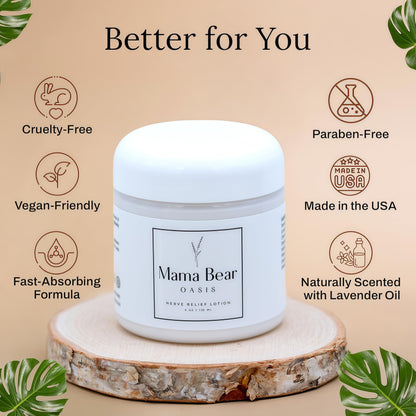 Mama Bear Oasis Lotion - Neuropathy Nerve Therapy & Relief Cream - Maximum Strength Relief Cream for Foot, Hands, Legs, Toes Includes Magnesium, Arnica, Vitamin B6, Aloe Vera, MSM (Pack of 1)